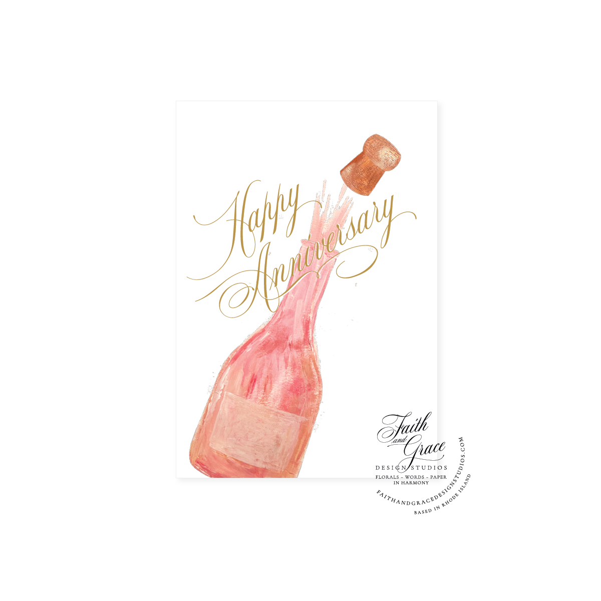 Happy Anniversary on pink champagne botttle