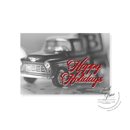 Happy Holidays Vintage Black & White Christmas Card