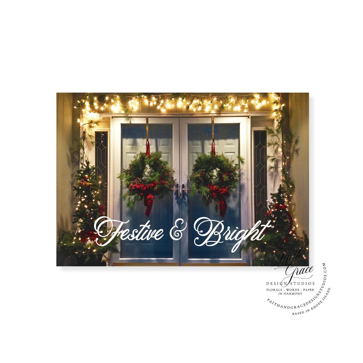 Festive and Bright Front Door Christmas Card