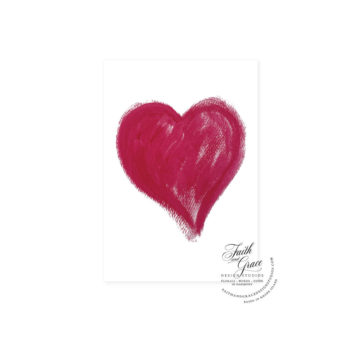 Red painted heart on white felt greeting card and inside features bursting colorful hearts and Happy Valentines Day written in different fonts