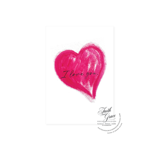 love always greeting card with pink heart